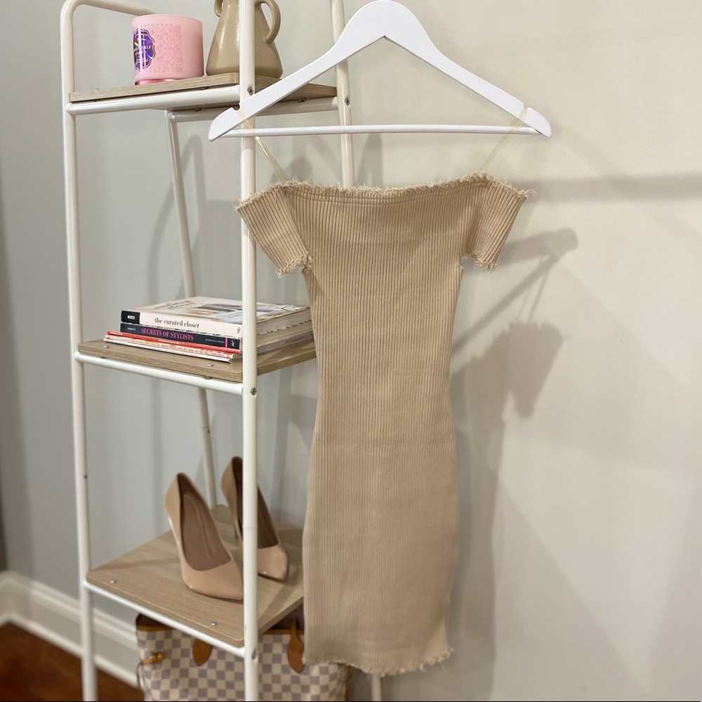 Akira Nude Knit Off the Shoulder Dress Size Small